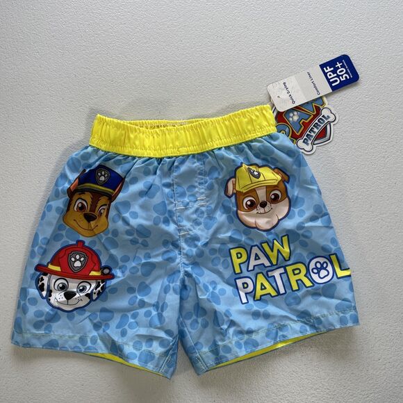 Paw Patrol Swim Trunks Baby Boys Size 18M UPF 50+ Elastic Waist Mesh Liner Blue - Picture 1 of 4